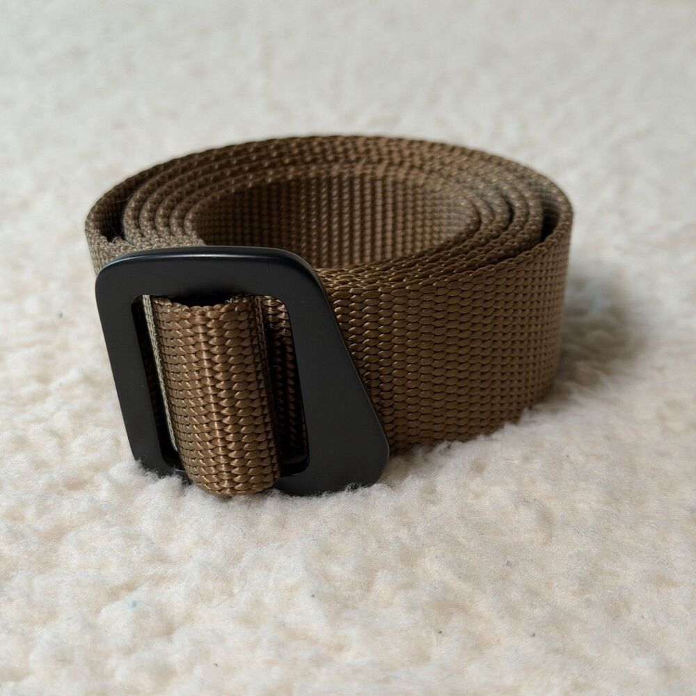 Bison Mens Size Large Brown Belt Mountain Hiking Webbed Nylon USA